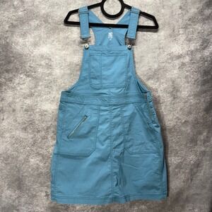 Title Nine Scout Overall Bibbed Jumper Mini Dress Size L Blue Ripstop Gorpcore